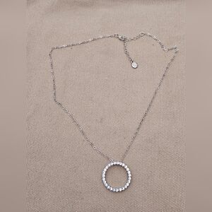 Liz Claiborne Silver-tone Crystal Circle Pendant Necklace